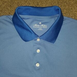 Brooks Brothers Performance Series Polo Shirt Mens L Sky Blue Golf Short Sleeve